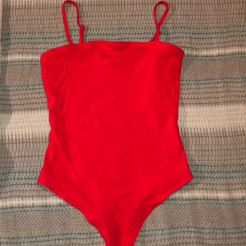 red thong bodysuit